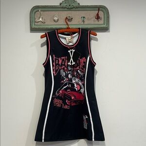 Brand X Streetwear Barbie Jersey Dress Black Graphic Mini small